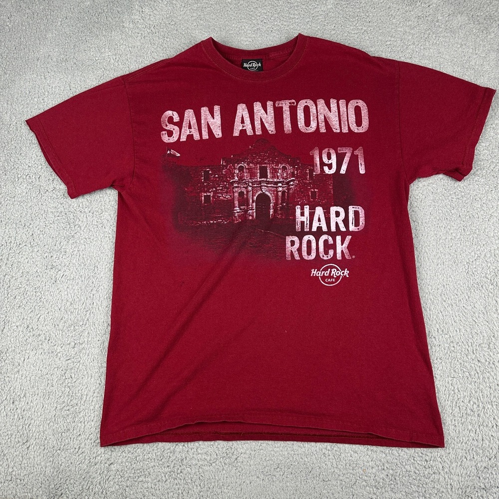 Hard Rock Cafe Shirt Large Red San Antonio Texas 1971 Alamo Short Sleeve